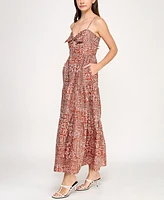 Trixxi Juniors' Printed Keyhole Sleeveless Maxi Dress
