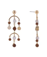 Rachel Rachel Roy Gold Tone and Brown Bead Chandelier Earrings