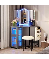 Vlsrka Vanity Makeup Desk with Mirror and Lights