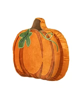 Glitzhome Fall and Halloween Fabric Double Sided Pumpkin Pillow, 16" x 5"