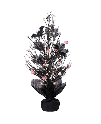 Glitzhome 20" Lighted Pink Halloween Berries Table Tree