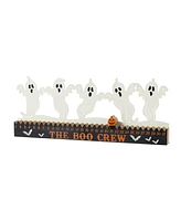 Glitzhome 7" Halloween Wooden Metal White Ghost Silhouette Countdown Table Sign