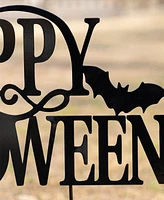 Glitzhome Metal Nutcracker and Happy Halloween Yard Stakes, Set of 3