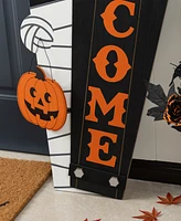 Glitzhome Halloween Wood Mummy and Welcome Coffin Porch Decor, Set of 2