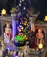 Glitzhome 9.75" Lighted Resin Halloween Haunted House Village