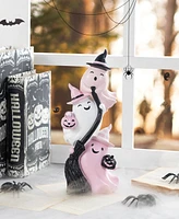 Glitzhome 12.75" Pink Halloween Polyresin Stacked Ghost Table Decor