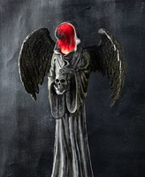 Glitzhome 24" Lighted Halloween Grim Reaper Resin Porch Decor
