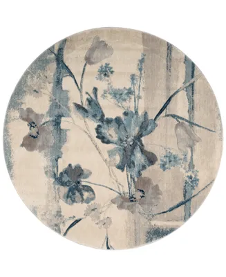 Closeout! Nourison Home Somerset Ivory/Blue Art Flower 5'6" Round Rug