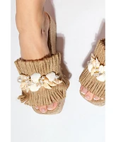 Prologue Shoes Dion Raffia Seashell Wedge Mules (Women)