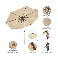 10 Feet Outdoor Patio Umbrella with Bright Solar Led Lights