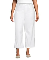 Lands' End Women's Plus Size Denim High Rise Wide Leg Crop Jeans