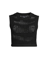 Lands' End Women's Cotton Viscose Open Knit Sleeveless Scoop Neck Top Cover Up