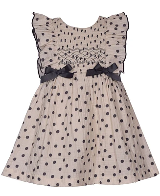 Bonnie Baby Girls Polka Dot Smocked Dress