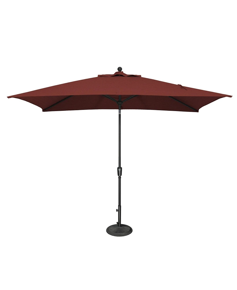 Mondawe 6.6FTx10FT Rectangle Patio Umbrella with Push-Button Tilt, Black Frame