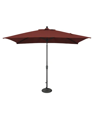Mondawe 6.6FTx10FT Rectangle Patio Umbrella with Push-Button Tilt, Black Frame