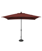 Mondawe 6.6FTx10FT Rectangle Patio Umbrella with Push-Button Tilt, Black Frame
