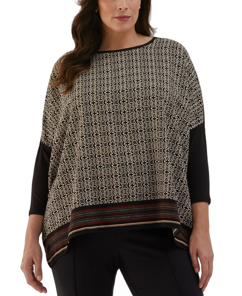 Ella Rafaella Plus Medallion Print Knit 3/4 Sleeve Top