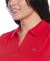 Rafaella Plus Ribbed V-Neck Sleeveless Polo T-Shirt