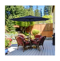 9 Feet Solar Led Lighted Patio Market Umbrella with Tilt Adjustment without Base