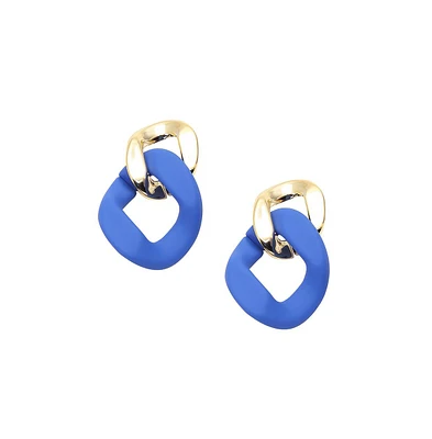 Sohi Women's Blue Colourblock Chainlink Drop Earrings