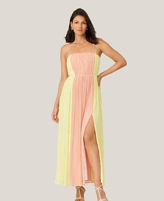 J Mendel Women's Pleated Color Block Midi Dress