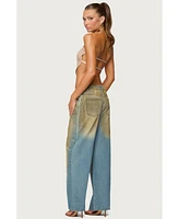 Edikted Women's Sequin Backless Triangle Strapless Top