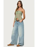 Edikted Women's Embroidered Sheer Strapless Top