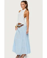 Edikted Women's Kaila Cotton Tiered Maxi Skirt