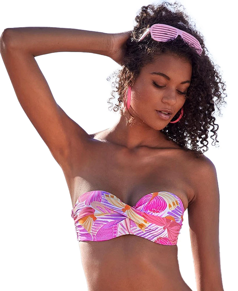 Lascana Women's Butterfly Print Bandeau Bikini Swimsuit Top
