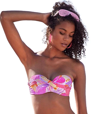Lascana Women's Butterfly Print Bandeau Bikini Swimsuit Top