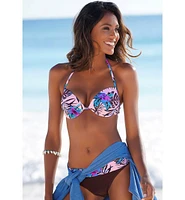 Lascana Women's Palm Print Push Up Bikini Swimsuit Top