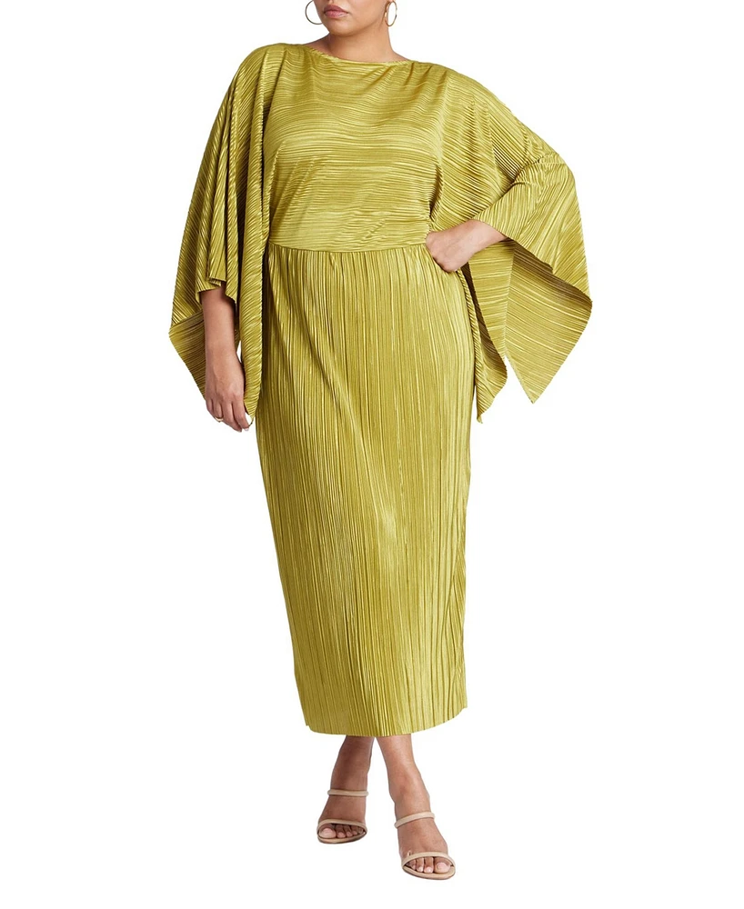 Eloquii Women's Plus Cape Effect Plisse Dress