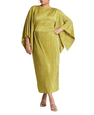 Eloquii Women's Plus Cape Effect Plisse Dress