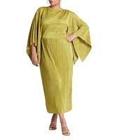 Eloquii Women's Plus Cape Effect Plisse Dress