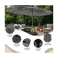 15 Feet Double-Sided Patio Umbrella with 48 Led Lights