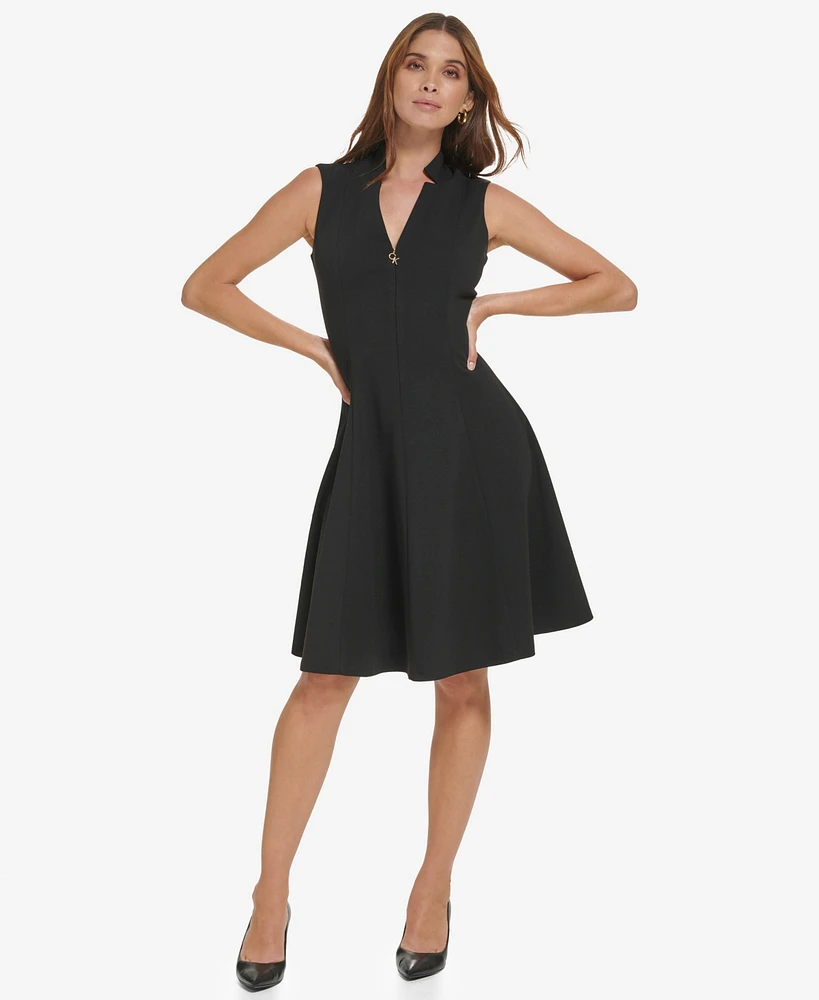 Calvin Klein Women's Sleeveless Scuba Crepe A-Line Dress