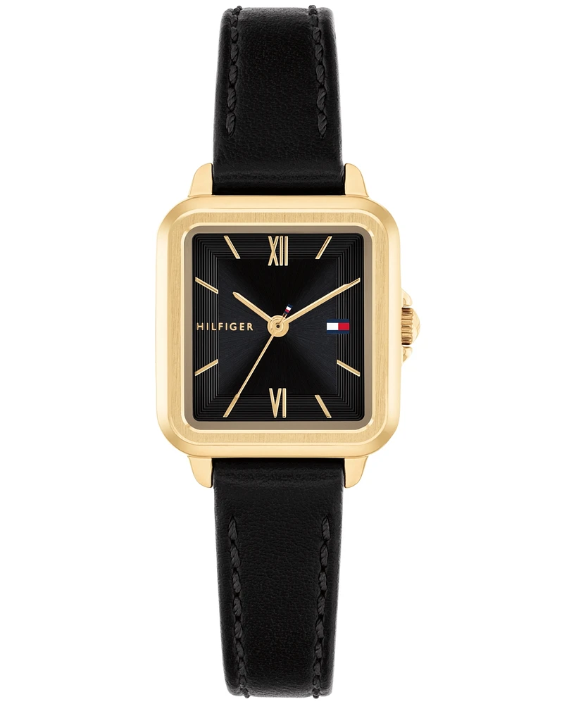 Tommy Hilfiger Women's Quartz Black Leather Strap Watch, 22.5mm