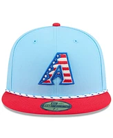 New Era Men's Light Blue/Red Arizona Diamondbacks 2025 Fourth of July 59FIFTY Fitted Hat