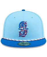New Era Men's Light Blue/Blue Seattle Mariners 2025 Fourth of July 59FIFTY Fitted Hat
