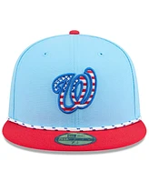 New Era Men's Light Blue/Red Washington Nationals 2025 Fourth of July 59FIFTY Fitted Hat