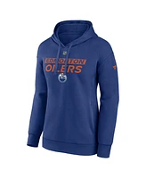 Fanatics Women's Blue Edmonton Oilers Authentic Pro Core Primary Fleece Pullover Hoodie