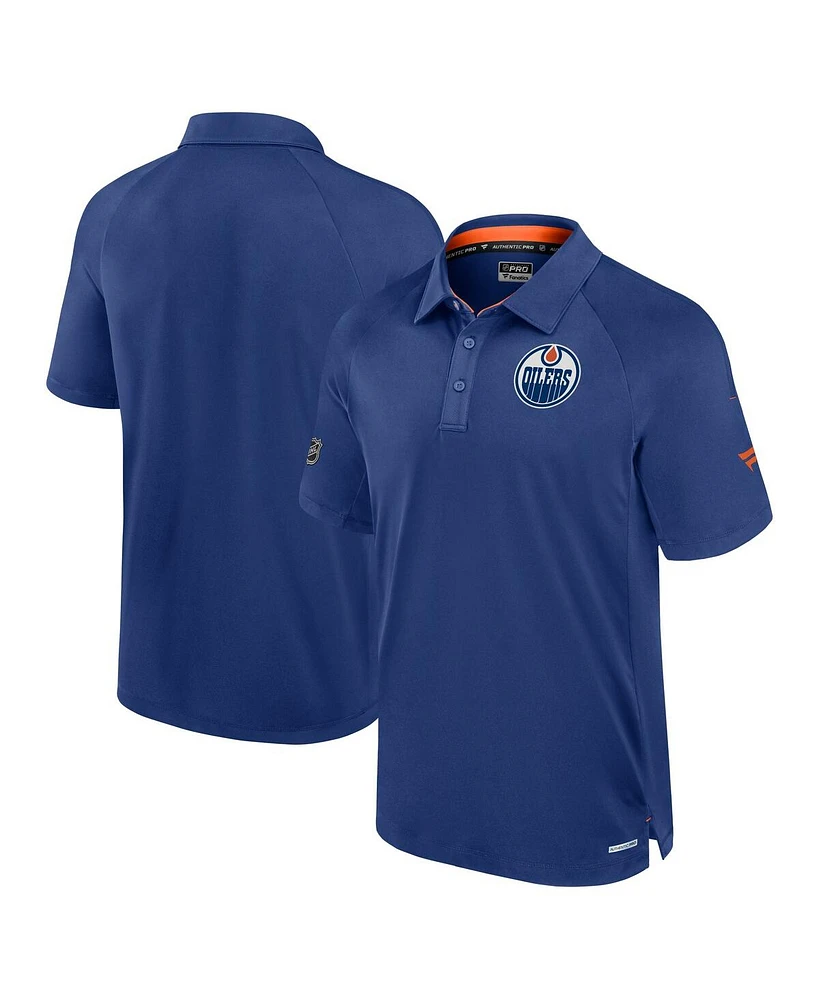 Fanatics Men's Royal Edmonton Oilers Authentic Pro Rink Raglan Polo Shirt