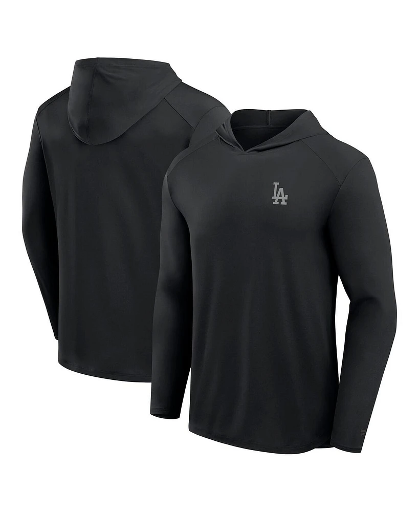 Fanatics Men's Black Los Angeles Dodgers Front Office Power Mono Long Sleeve Hoodie T-Shirt