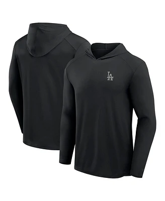 Fanatics Men's Black Los Angeles Dodgers Front Office Power Mono Long Sleeve Hoodie T-Shirt