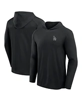 Fanatics Men's Black Los Angeles Dodgers Front Office Power Mono Long Sleeve Hoodie T-Shirt