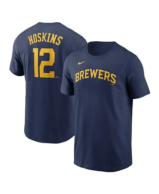 Nike Men's Rhys Hoskins Navy Milwaukee Brewers Fuse Name Number T-Shirt