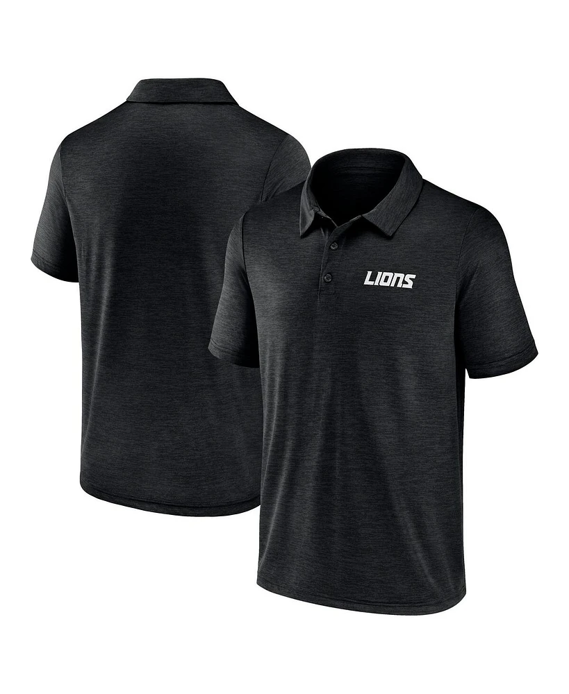 Logo Athletic Men's Black Detroit Lions Unstoppable Polo Shirt