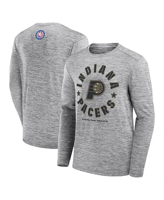 Fanatics Men's Heather Gray Indiana Pacers Nba Hoops for Troops Long Sleeve T-Shirt