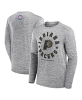 Fanatics Men's Heather Gray Indiana Pacers Nba Hoops for Troops Long Sleeve T-Shirt
