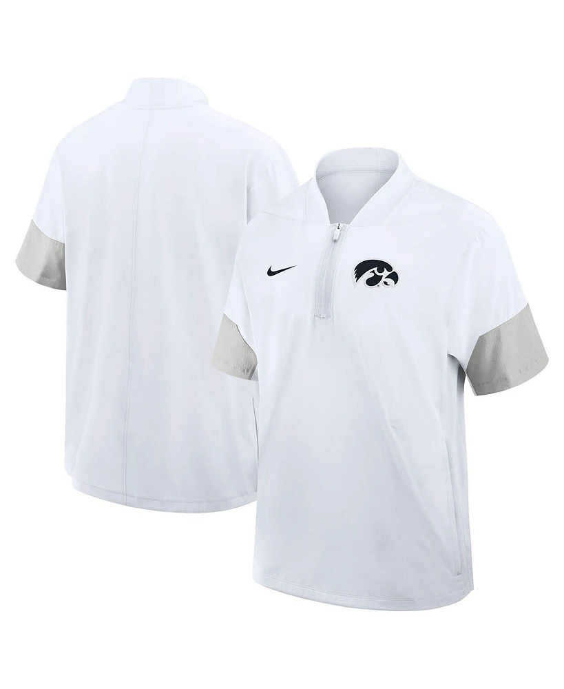 Nike Men's White Iowa Hawkeyes 2025 Sideline Coaches Lightweight Short Sleeve Jacket